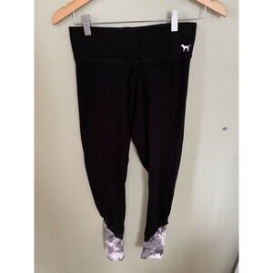 Victoria's Secret Pink Yoga Leggings Black Tie Dye Size Small Ankle Length
